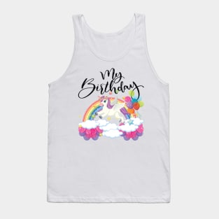 Cute unicorn sign Birthday, Funny my birthday t shirt best gift for girls Tank Top